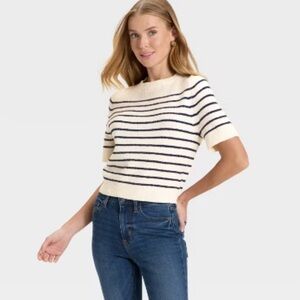 Jessica Simpson Cream and Navy Striped Top